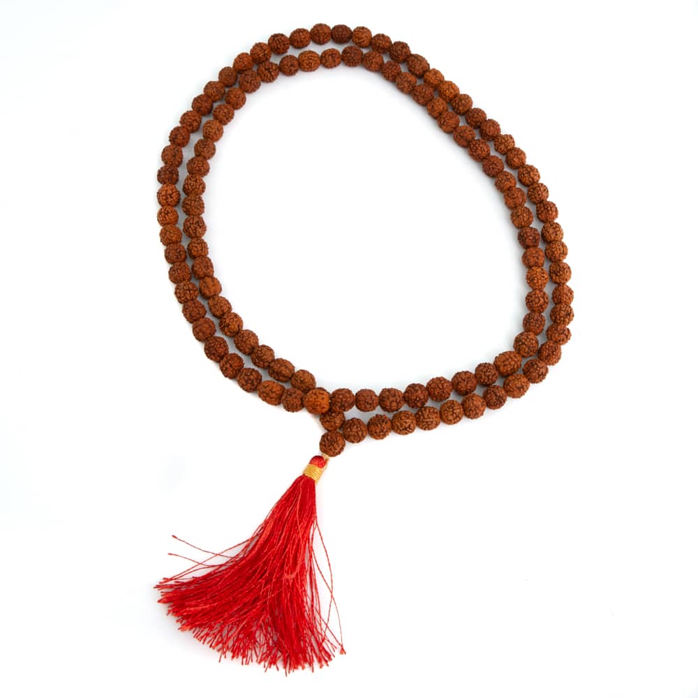 Mala Rudraksha With Red Tassel 108 Beads Zenvol Europe