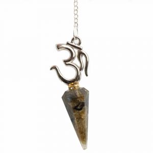 Pendulum Gemstone Labradorite Facet with OM