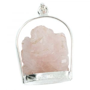 Gemstone Pendant Rose Quartz Ganesha - 35 mm