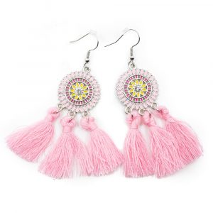 Bohemian Earrings Pink Flower