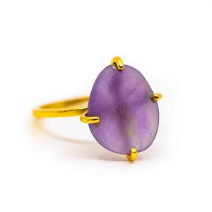 Amethyst Gemstone Ring 925 Silver & Gold-plated "Perception"