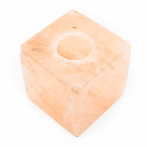 Salt Stone Tea Light Holder Orange Cube (1.3 kg) approx. 12 x 12 cm