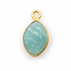 Birthstone Pendant March Aquamarine 925 Silver & Gilded (12 mm)