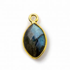 Gemstone Pendant Labradorite 925 Silver & Gilded (12 mm)