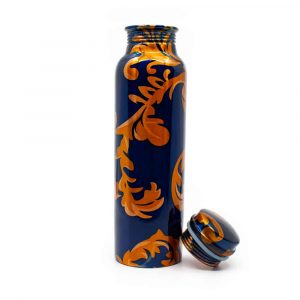 Spiru Copper Water Bottle Blue Floral Print - 900 ml