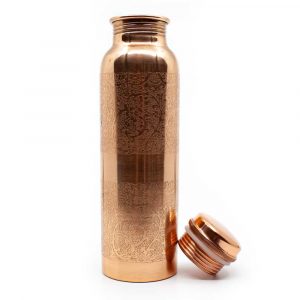 Spiru Copper Water Bottle Floral Etched - 900 ml