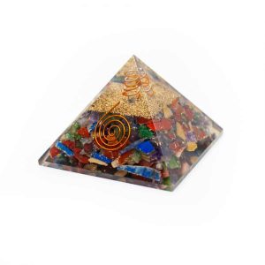 Orgonite Pyramid Chakra with Rock Crystal Point (70 mm)