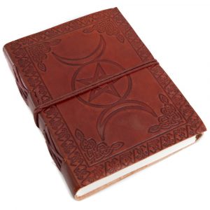 Handmade Leather Notebook Triple Moon (17.5 x 13 cm)