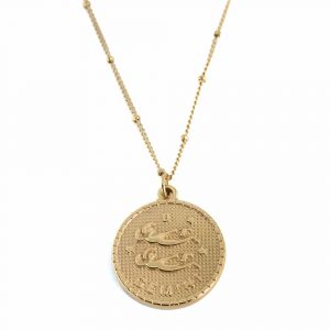 Metal Horoscope Pendant Gemini Gold Colored (25 mm)