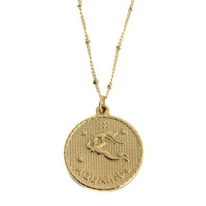 Metal Horoscope Pendant Aquarius Gold Colored (25 mm)