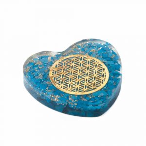 Orgonite Heart Turquoise with Copper Flower of Life