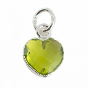 Gemstone Pendant Peridote Heart - Silver-Plated - 10 mm