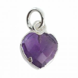 Gemstone Pendant Amethyst Heart - Silver-Plated - 10 mm