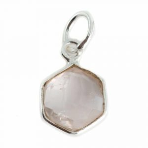 Gemstone Pendant Rose Quartz Hexagon - 8 mm