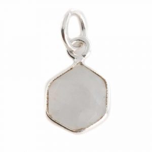 Gemstone Pendant Rainbow Moonstone Hexagon - Silver-Plated - 8 mm