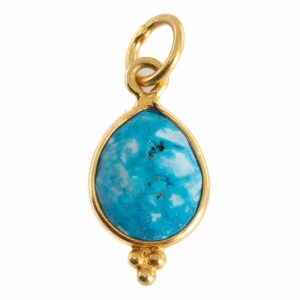 Birthstone Pendant December Turquoise 925 Silver & Gold Plated - 10 mm