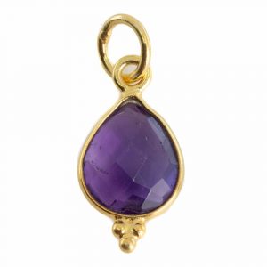 Birthstone Pendant February Amethyst 925 Silver & Gold Plated - 10 mm