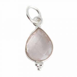 Birthstone Pendant October Rose Quartz 925 Silver - 10 mm