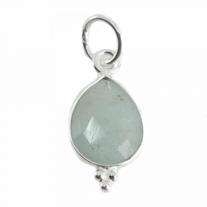 Birthstone Pendant March Aquamarine 925 Silver - 10 mm