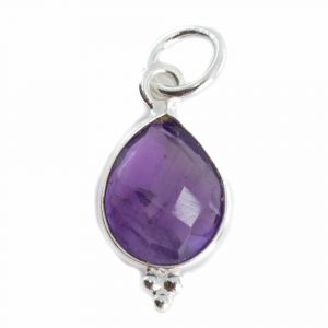 Birthstone Pendant February Amethyst 925 Silver - 10 mm