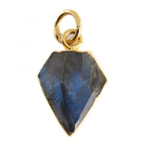 Gemstone Pendant Labradorite Diamond Shape - Gold Plated- 15 x 12 mm