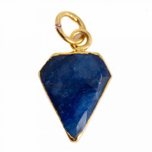 Gemstone Pendant Sapphire (Tinted) Diamond Shape - Gold Plated - 15 x 12 mm