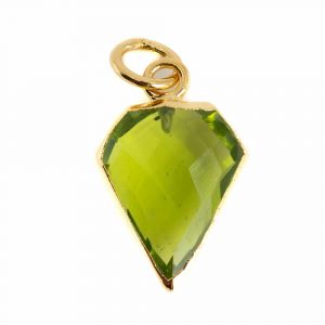 Gemstone Pendant Peridote Diamond Shape - Gold-Plated - 15 x 12 mm