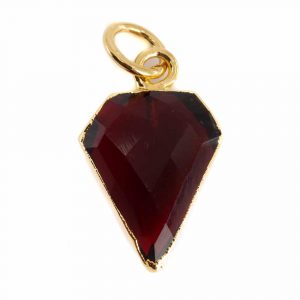 Gemstone Pendant Garnet Diamond Shape - Gold Plated - 15 x 12 mm