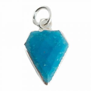 Gemstone Pendant Turquoise Diamond Shape - Silver-Plated - 15 x 12 mm