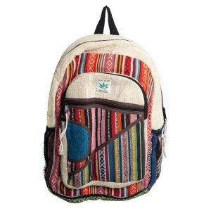 Hemp Backpack Bohemian with 2 Front Pockets (42 x 30 x 8 cm)
