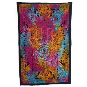 Tapestry Spiritual Cotton Colourful Hamsa Hand Authentic (215 x 135 cm)