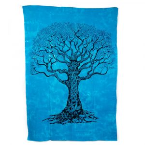 Tree of Life Tapestry Cotton Blue Authentic (215 x 135 cm)