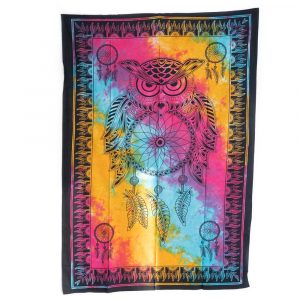 Owl Tapestry Cotton Colourful Dreamcatcher Authentic (215 x 135 cm)