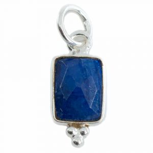 Gemstone Pendant Sapphire (Tinted) Rectangle - 925 Silver - 8 mm