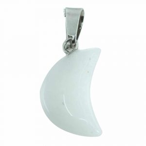 Gemstone Pendant White Jade Moon