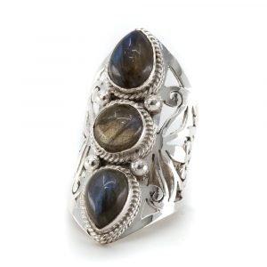 Gemstone Ring Labradorite 925 Silver "Faehsida" (Size 17)