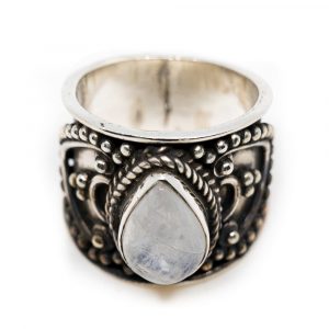 Gemstone Ring Moonstone 925 Silver "Verzera" (Size 16)