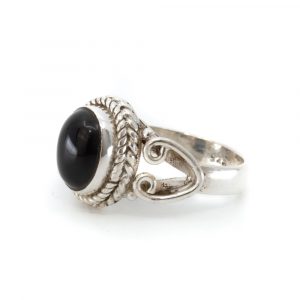 Gemstone Ring Black Onyx 925 Silver "Dakishi" (Size 17)