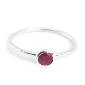 Birthstone Ring Ruby July - 925 Silver - (Size 17)