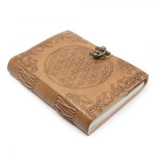 Handmade Leather Notebook with Flower of Life (17.5 x 13 cm)