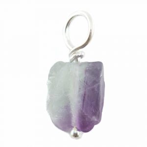 Raw Gemstone Pendant Fluorite 925 Silver (8 - 12 mm)