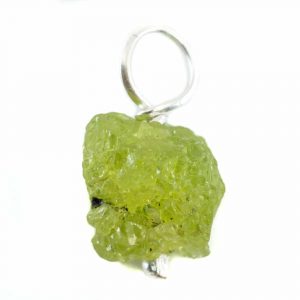 Raw Gemstone Pendant Peridote 925 Silver (8 - 12 mm)