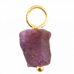 Raw Gemstone Pendant Ruby 925 Silver and Gold Plated (8 - 12 mm)