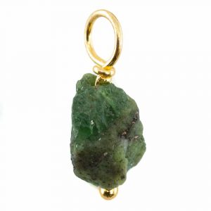 Raw Gemstone Pendant Tsavorite 925 Silver Gold Plated (8 - 12 mm)