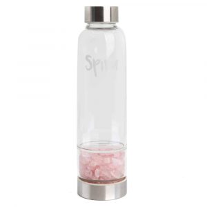 Spiru Gemstone Rose Quartz Water Bottle - 400 ml