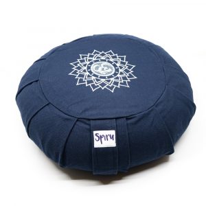 Spiru Meditation Cushion Zafu Pleated Cotton Indigo - OHM - 36 x 14 cm