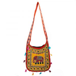 Cotton Bag Colorful Indian Elephant Surprise (35 x 32 cm)