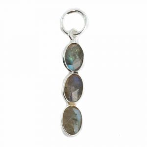 Gemstone Pendant Labradorite 3 Stones - Silver-Plated - 20 x 4 mm