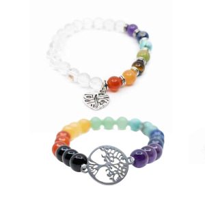 7 Chakra Bracelets Set with Symbols - Bundle