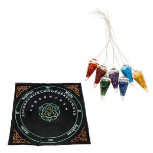 7 Chakra Pendulum Set with Celtic Pendulum Mat - Bundle